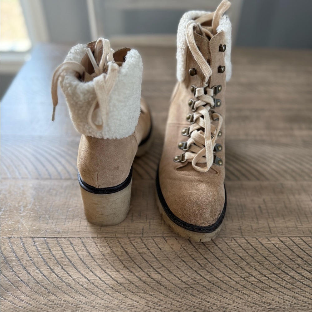 Women's Tan Lace-Up Boots